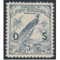 NEW GUINEA - 1932 3d blue Bird of Paradise, no dates, o/p OS, MH – SG # O46