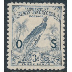 NEW GUINEA - 1932 3d blue Bird of Paradise, no dates, o/p OS, MH – SG # O46