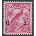 NEW GUINEA - 1934 3½d aniline carmine Bird of Paradise, no dates, o/p OS, MH – SG # O47