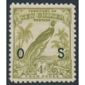 NEW GUINEA - 1932 4d olive-green Bird of Paradise, no dates, o/p OS, MH – SG # O48