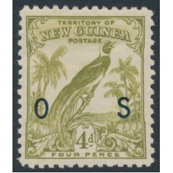 NEW GUINEA - 1932 4d olive-green Bird of Paradise, no dates, o/p OS, MH – SG # O48