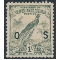 NEW GUINEA - 1932 1/- pale blue-green Bird of Paradise, no dates, o/p OS, MH – SG # O52