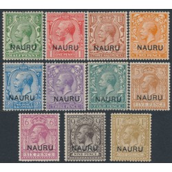 NAURU - 1916 ½d to 1/- Great Britain KGV set of 11, o/p NAURU, MH – SG # 1-12