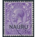 NAURU - 1916 3d bluish violet Great Britain KGV o/p NAURU, used – SG # 7
