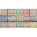 NAURU - 1937 ½d to 10/- Freighter set of 15 on shiny paper, MH – SG # 26B-38B + 26Bc