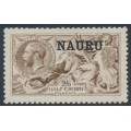 NAURU - 1916 2/6 brown Seahorses (De La Rue printing) o/p NAURU, MH – SG # 21