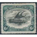 PAPUA / BNG - 1901 6d black/myrtle-green Lakatoi, horizontal rosettes watermark, MH – SG # 6