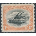 PAPUA / BNG - 1901 1/- black/orange Lakatoi, horizontal rosettes watermark, MH – SG # 7