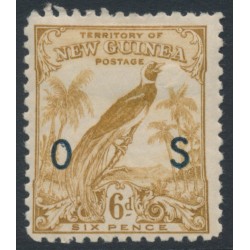NEW GUINEA - 1932 6d bistre-brown Bird of Paradise, no dates, o/p OS, MH – SG # O50