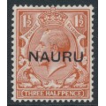 NAURU - 1923 1½d red-brown Great Britain KGV, o/p NAURU, MH – SG # 15