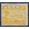 NAURU - 1937 10/- yellow Freighter on shiny paper, used – SG # 39B