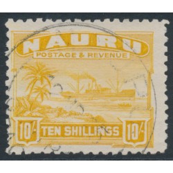 NAURU - 1937 10/- yellow Freighter on shiny paper, used – SG # 39B
