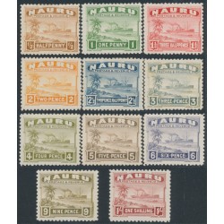 NAURU - 1937 ½d to 1/- Freighter short set on shiny paper, MH – SG # 26B-36B